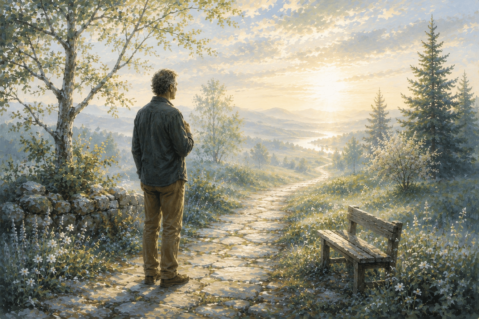 A quiet path or open doorway at the turning of a season — an image of transition and discernment.